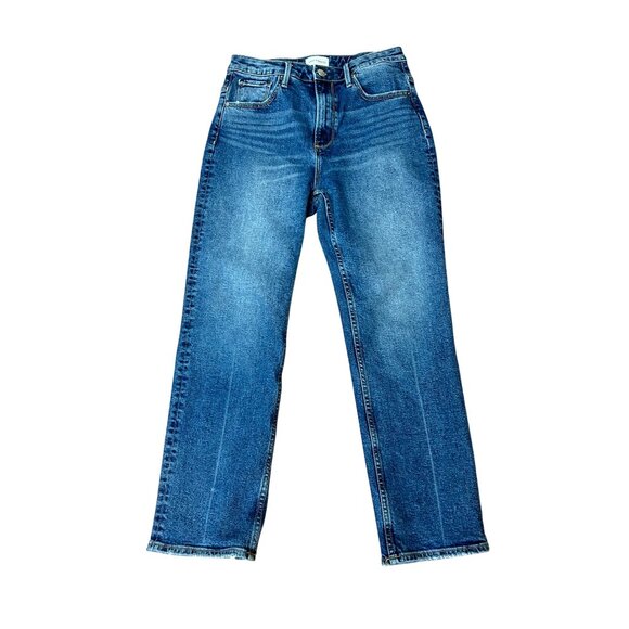 Driftwood Stella High-Rise Straight-Leg Jeans W 27 Frayed Hem Blue Denim - Picture 1 of 4